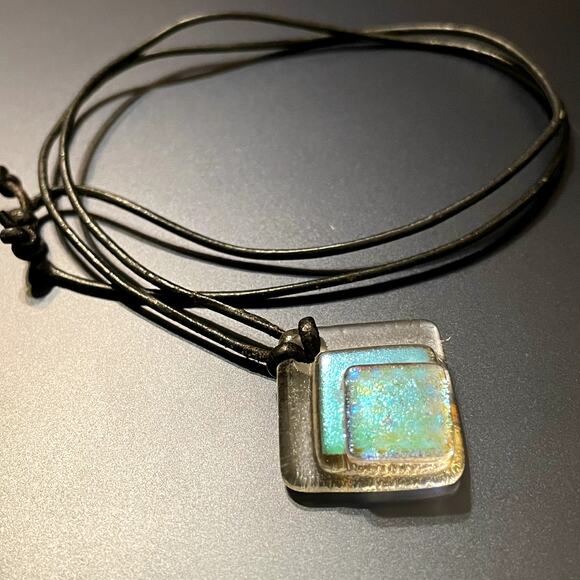 3 for $15CLEARANCE Layered Iridescent Artisan Glass Pendant - Picture 2 of 7